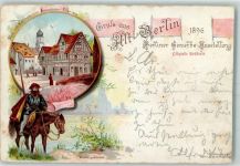 O1193 Treptow Alt Berlin AK Gewerbeausstellung 1896 Gebrauchsspuren