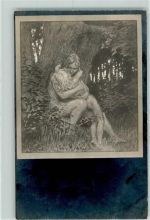 Nr. 48 Beichte Jugendstil AK Fidus Gebrauchsspuren