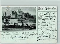 97421 W8720 Schweinfurt 1899 Gebrauchsspuren Schloss Mainberg Mondschein