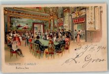 Monte Carlo 1900 Lithographie Salle de Jeu