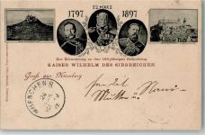 W8500 Nürnberg 1797-1897 Erinnerung 100 jähriger Geburtstag Kaiser Wilhelm Adel Kaiser Wilhelm II