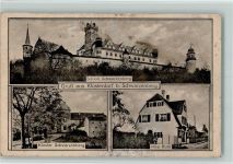 91443 W8533 Scheinfeld 1923 Gebrauchsspuren Klosterdorf - Schloß Schwarzenberg, Kloster, Villa Ruhl , Flecken AK