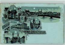 85049 W8070 Ingolstadt , Donau 1898 Lithographie / Mondschein Gruss aus Verlag Moch & Stern 866 AK