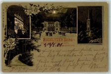 09306 O9290 Rochlitz 1901 Lithographie / Mondschein Gathaus -Hotel Rochlitzer Berg Aussichtsturm Waldweg