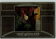 Tannenbaum und Laterne in der Hand vor der Haustür AK Weihnachtsmann 1903 Lithographie / Prägedruck
