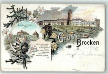 Brocken 1898 Lithographie Brockenhaus Auerhahn Gedicht