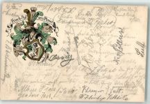 Frisch Auf sei's Panier Studentenwappen 1901 Lithographie