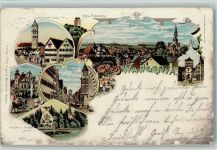 88239 W7988 Wangen im Allgäu 1902 Gebrauchsspuren Gruss aus - Litho, Kriegerdenkmal AK