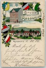 04741 O7304 Roßwein 1901 Gebrauchsspuren Deutsche Schlosserschule Werkstatt Wappen Eichenlaub Lithographie