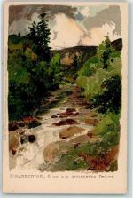 O6825 Schwarzburg Steinerne Brücke Künstlerkarte Nr. 2342 sign. Alexander Marcks AK Zieher Ottmar 1900 Lithographie