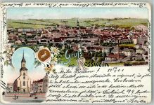 04741 O7304 Roßwein 1901 Gebrauchsspuren Lithographie