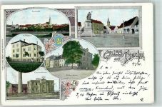04425 O7127 Taucha b Leipzig 1900 - Marktplatz Krankenhaus Schule Rathaus Elektrizitätswerk