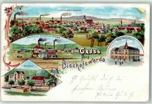 01877 O8500 Bischofswerda 1900 Lithographie Hotel König Albert Stadtbad An der Neustädter Straße