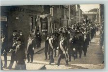 25335 W2200 Elmshorn 1913 - Festzug Zylinder Melone Fahnen Ort handschriftlich