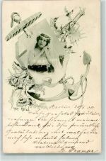 Jugendstil Poesie / Liebe Anker Frauenschönheit AK Abeille, J. 1900