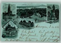 Antwerpen Anvers 1901 Lithographie Justizgebäude Denkmal Kirche