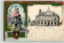 32049 W4900 Herford 1902 Prägedruck Kaiserl. Postamt Blumenvase Wappen