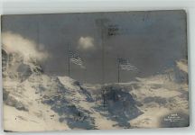 Amerikanische Flaggen Expedition Nordpol Foto AK