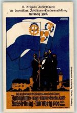 W8500 Nürnberg II. Off. Ansichtskarte der bayerischen Jubiläums-Landesausstellung 1906 Fahnen Privatganzsache