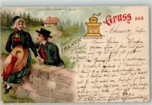 Aecht Frankck Kaffee-Zusatz Gruss aus dem Schwarzwald , Tracht - Serie Nationaltrachten Nr. 5 Kaffeewerbung Lithographie