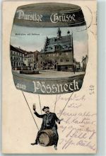 07381 O6840 Pößneck 1904 - Fliegender Mann Bierfaß Marktplatz Rathaus