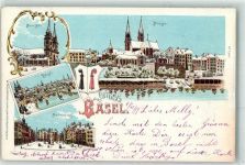 Basel Bâle Münster Marktplatz Winterlitho 1899