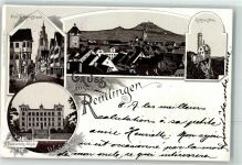 72760 W7410 Reutlingen 1897 Lithographie Vorläufer Burg Lichtenstein Frauenarbeits-Schule Obere Wilhelmstraße