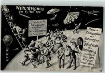 Weltuntergang 19. Mai 1910 Dackel Ballon Fotoapparat Erinnerungskarte an den Untergang der Welt Dessin 4 Komet