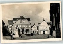 36341 W6420 Lauterbach Hessen Privatfoto AK Löwendenkmal Drogerie zum Löwen Emailleschilder Motorroller Ort handschriftlich