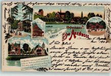 39619 O3552 Arendsee Altmark 1904 Lithographie Landw. Schule Schützenhaus Villa Gensen Villa Reip Kurhaus Klosterkirche