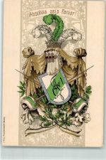 Absolvia sei's Panier! Studentenwappen Lithographie