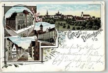 89407 W8880 Dillingen a d Donau 1897 Lithographie Rathäuser König Straße Kgl. Lyceum