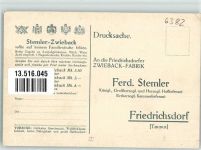 61381 W6382 Friedrichsdorf , Taunus Gebrauchsspuren 125 Jahre Friedrichsdorfer Zwiebackfabrik Ferd. Stemler