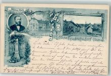 61381 W6382 Friedrichsdorf , Taunus 1897 Lithographie Portraiaufnahme Philipp Reis Grabdenkmal Ph. Reis Wohnhaus Reis