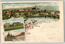 01744 O8230 Dippoldiswalde 1898 Lithographie Müllerschule Marktplatz