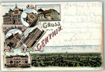 39307 O3280 Genthin 1899 Lithographie Knabenschule Kgl. Lehrer Seminar Landwirtschaftl. Schule Mädchenschule