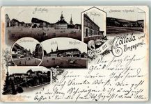 99625 O5234 Kölleda 1902 Lithographie Marktplatz Kreishaus Burgwenden Osterbad Schule Oberpfarrer Brückenstraße Schloss zu Beichlingen