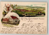 73630 W7064 Grunbach , Rems 1901 Lithographie Hirschkopf Gasthaus zum Hirsch
