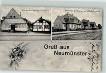 24534 W2350 Neumünster , Holst Foto AK Schleußberg Alte Häuser Städtische Siedlung Ehndorferstraße Blumenstrauß