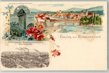 79618 W7888 Rheinfelden , Baden Lithographie Storchennestturm Hoffmann's Stärkefabriken Rheinbrücke