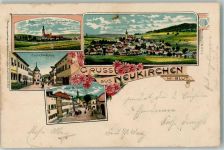 93453 W8497 Neukirchen b Hl Blut 1904 Lithographie Franziskanerkloster Pfarrkirche Aussichtsturm Hohenbogen Oberer und Unterer Marktplatz