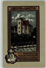 07580 O6516 Ronneburg , Thür Künstlerkarte Schloss Libertas in Amicitia Schüler Vereinigung Wappen sign. I. Böttger