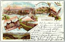 Litomerice Leitmeritz 1898 Lithographie Brauerei Elbschloss Dom Salzamt