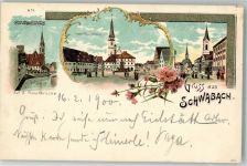 91126 W8540 Schwabach 1900 Lithographie Auf d. Fleischbrücke Untere Reichstraße