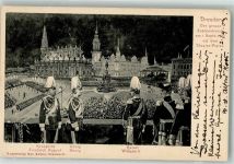 O8000 Dresden Der große Zapfenstreich 1903 Theater-Platz Kronprinz Friedrich August König Georg Kaiser Wilhelm II. Adel 1903 Foto AK