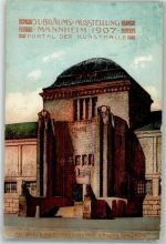 W6800 Mannheim Offiz. Karte Nr. 12 Portal der Kunsthalle Architektur Prof. Billing Kunstausstellung 1907