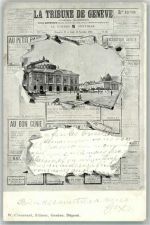 Genève Genf La Tribune de Geneve Durchbrochene Papierwand Zeitung 1901