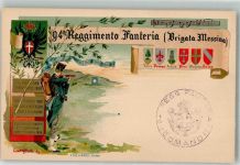 98100 Messina Lithographie Uniform Wappen 94. Regiment Fanteria Brigata Messina Schießstand