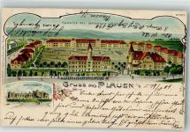 08523 O9900 Plauen 1904 Lithographie Kaserne d. Infanterie-Regimentes Nr 134 Garnisionslazarett