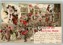W5600 Elberfeld Lithographie Karussell , Menagerie Clown / Stauchung Jahrmarkt 1898 Gebrauchsspuren